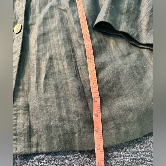 Coldwater Creek Linen Jacket Button Down W/Peter Pan Collar Dark Navy Size L - Picture 9 of 10